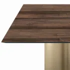Mesa Cuadrada Fija en Laminado y Acero Made in Italy - Tijeras Viadurini