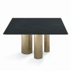 Mesa Cuadrada Fija en Laminado y Acero Made in Italy - Tijeras Viadurini