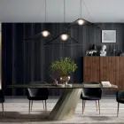 Mesa Fija Rectangular en Acero y Cerámica Made in Italy - Pantalones Viadurini