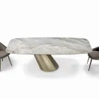 Mesa Fija Rectangular en Acero y Cerámica Made in Italy - Pantalones Viadurini