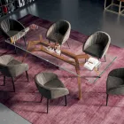 Mesa Fija Rectangular de Vidrio Extraclaro y Fresno Made in Italy - Norte Viadurini