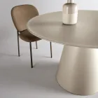 Mesa redonda fija para cuatro personas con base de MDF y cristal opaco - Lumen Viadurini