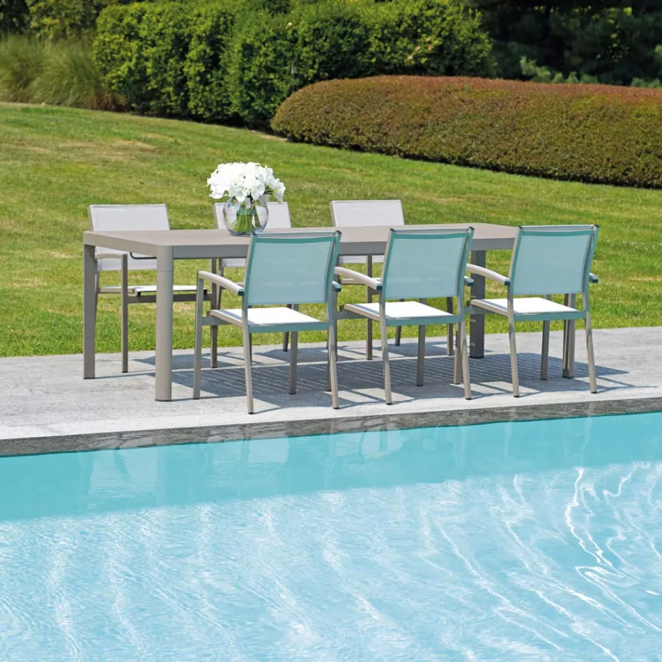 Mesa de Jardín Extensible a 240 cm con Estructura de Aluminio – Geoffroy Viadurini