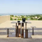 Mesa de jardín con asiento de aluminio Made in Italy - Plinto by Varaschin Viadurini