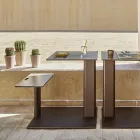 Mesa de jardín con asiento de aluminio Made in Italy - Plinto by Varaschin Viadurini