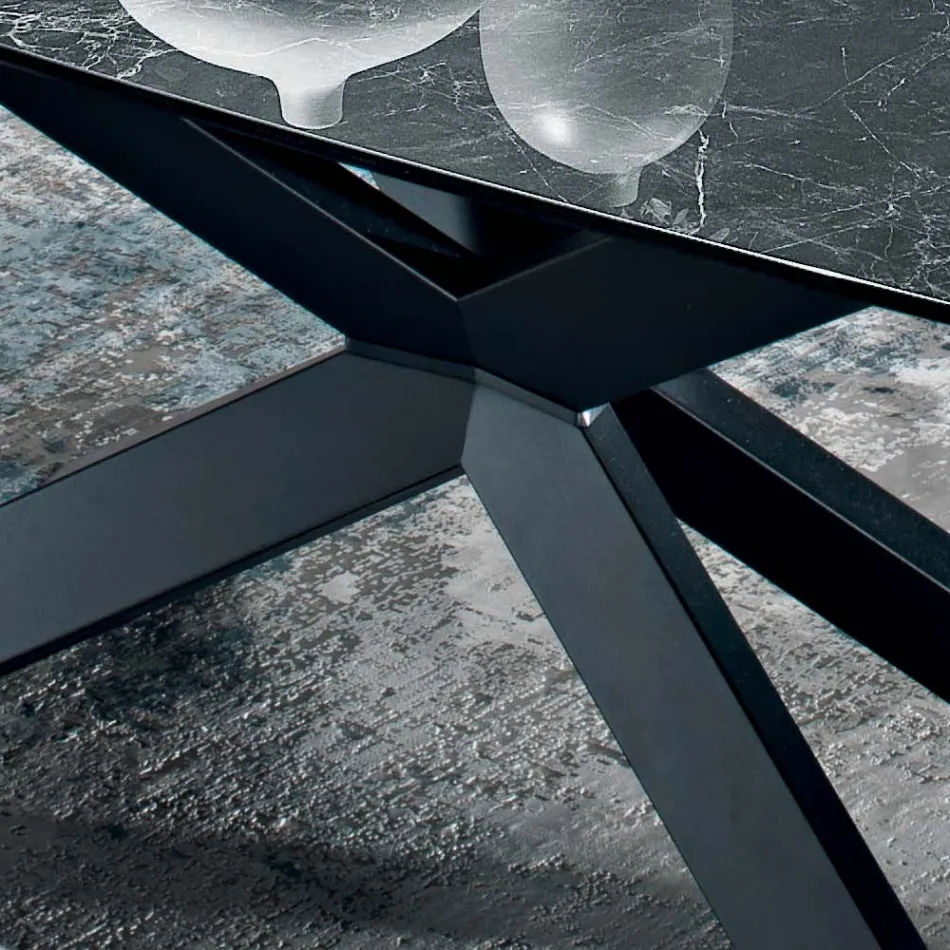 Mesa griega de cerámica negra pulida Made in Italy - Grotta Viadurini