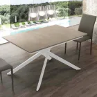 Mesa de madera Lecce extensible hasta 190 cm con base cruzada Viadurini
