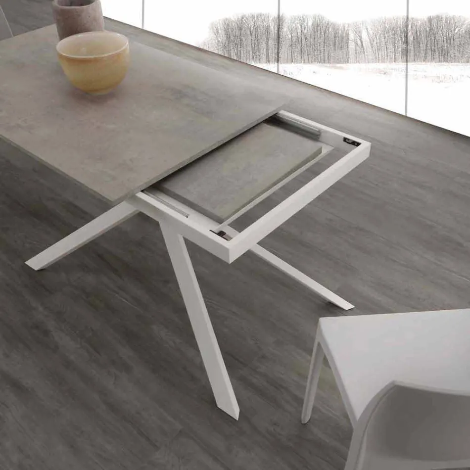 Mesa de madera Lecce extensible hasta 190 cm con base cruzada Viadurini