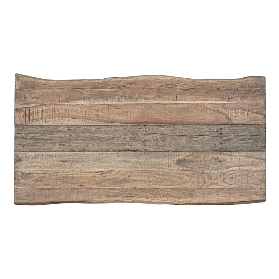 Mesa en madera de acacia con inserto reciclado y acero Homemotion - Zalma Viadurini