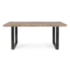 Mesa en madera de acacia con inserto reciclado y acero Homemotion - Zalma Viadurini