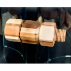 tabla de madera de olivo y de vidrio redonda Portofino VGnewtrend Viadurini