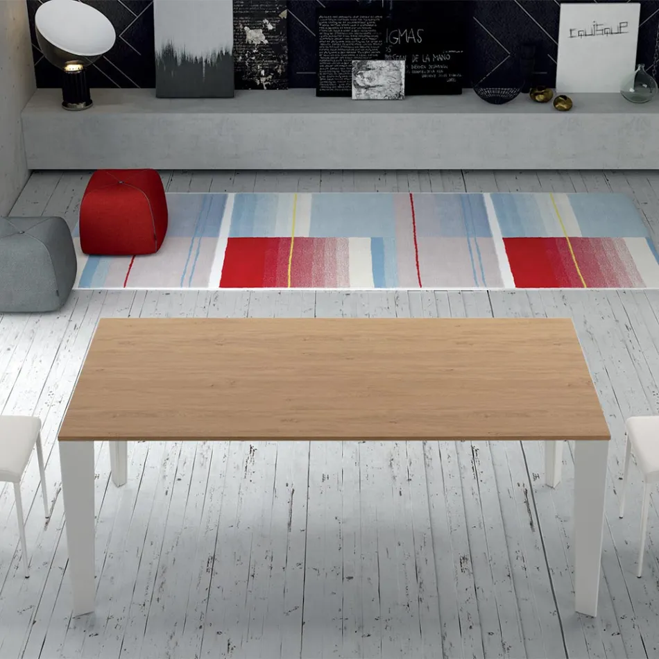 Mesa de madera chapada extensible hasta 325 cm Made in Italy – Años Setenta Viadurini