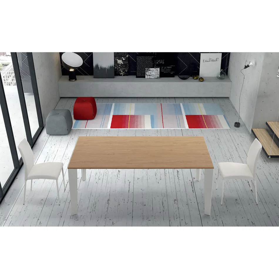 Mesa de madera chapada extensible hasta 325 cm Made in Italy – Años Setenta Viadurini