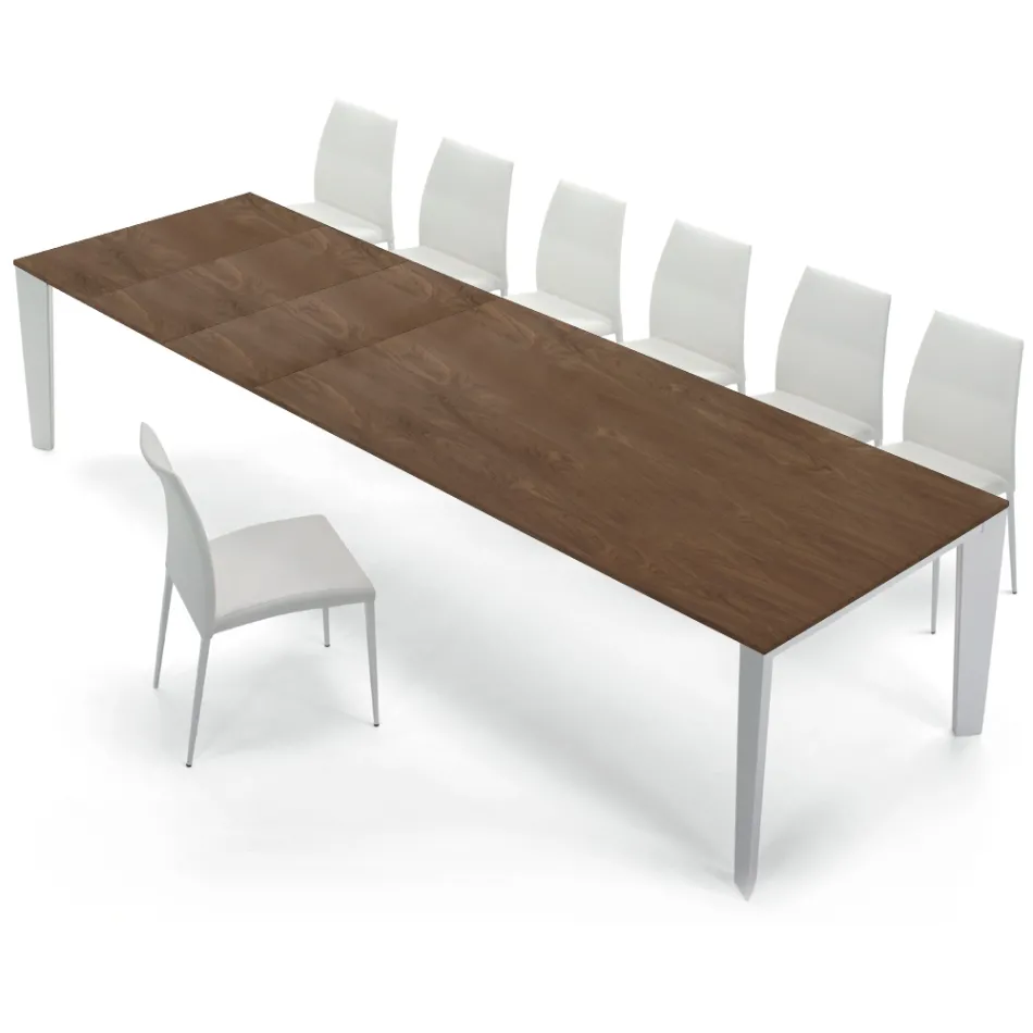 Mesa de madera chapada extensible hasta 325 cm Made in Italy – Años Setenta Viadurini