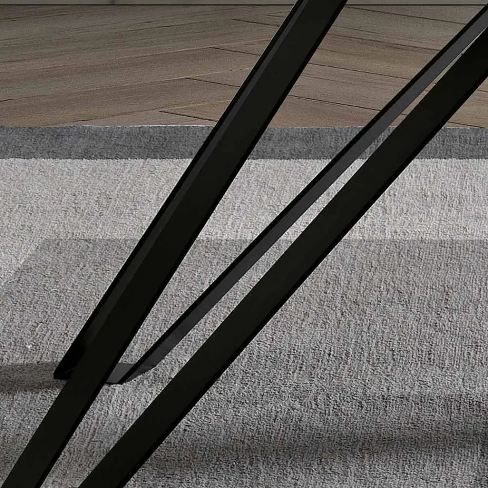 Mesa en chapa de fresno color carbón y metal Made in Italy - Meluso Viadurini