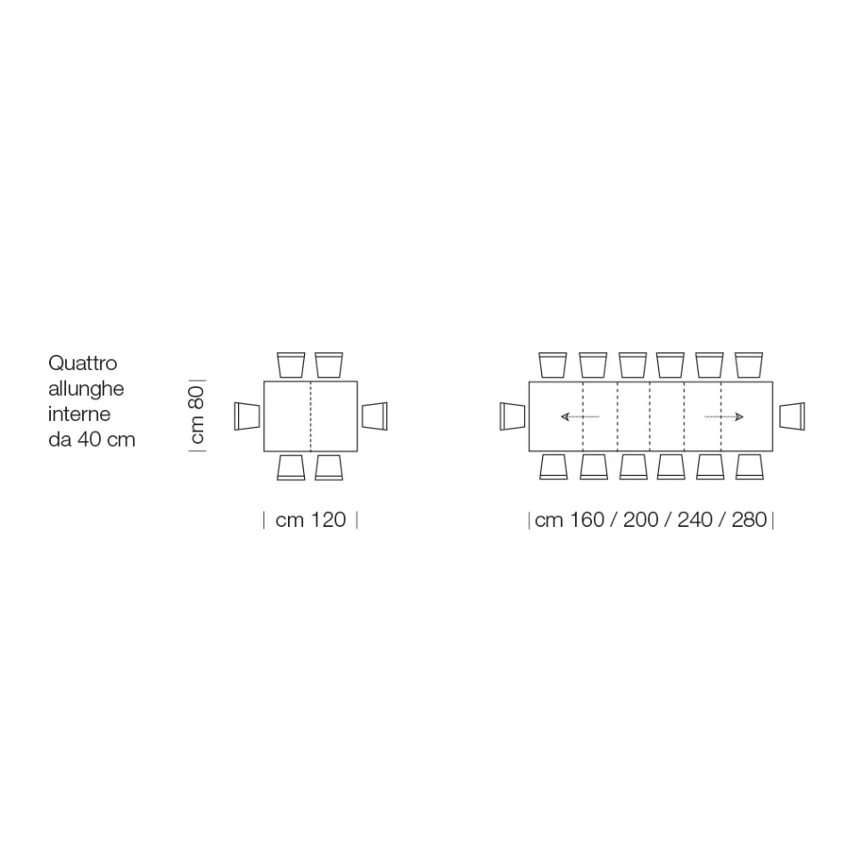 Mesa extensible de madera laminada hasta 470 cm Made in Italy – Gordito Viadurini