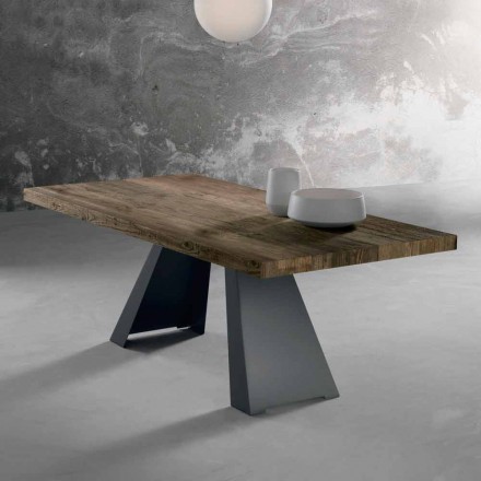 Mesa de diseño en madera maciza hecha en Italia Zerba Viadurini