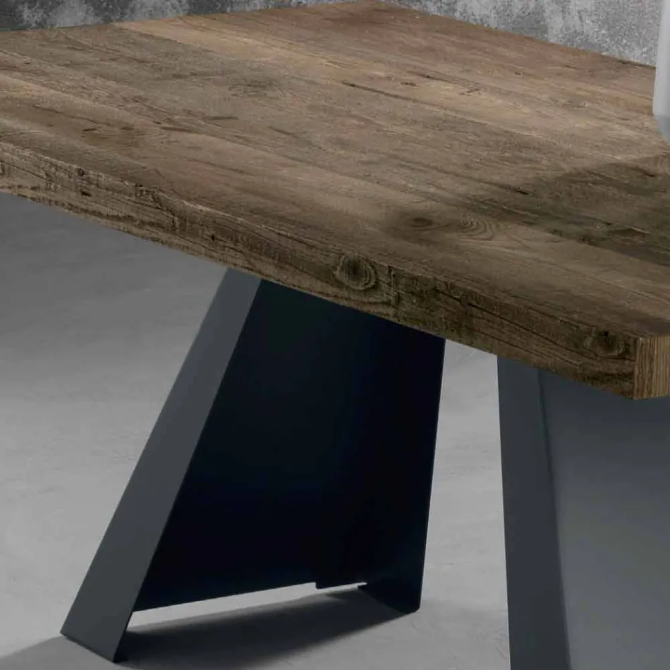 Mesa de diseño en madera maciza hecha en Italia Zerba Viadurini