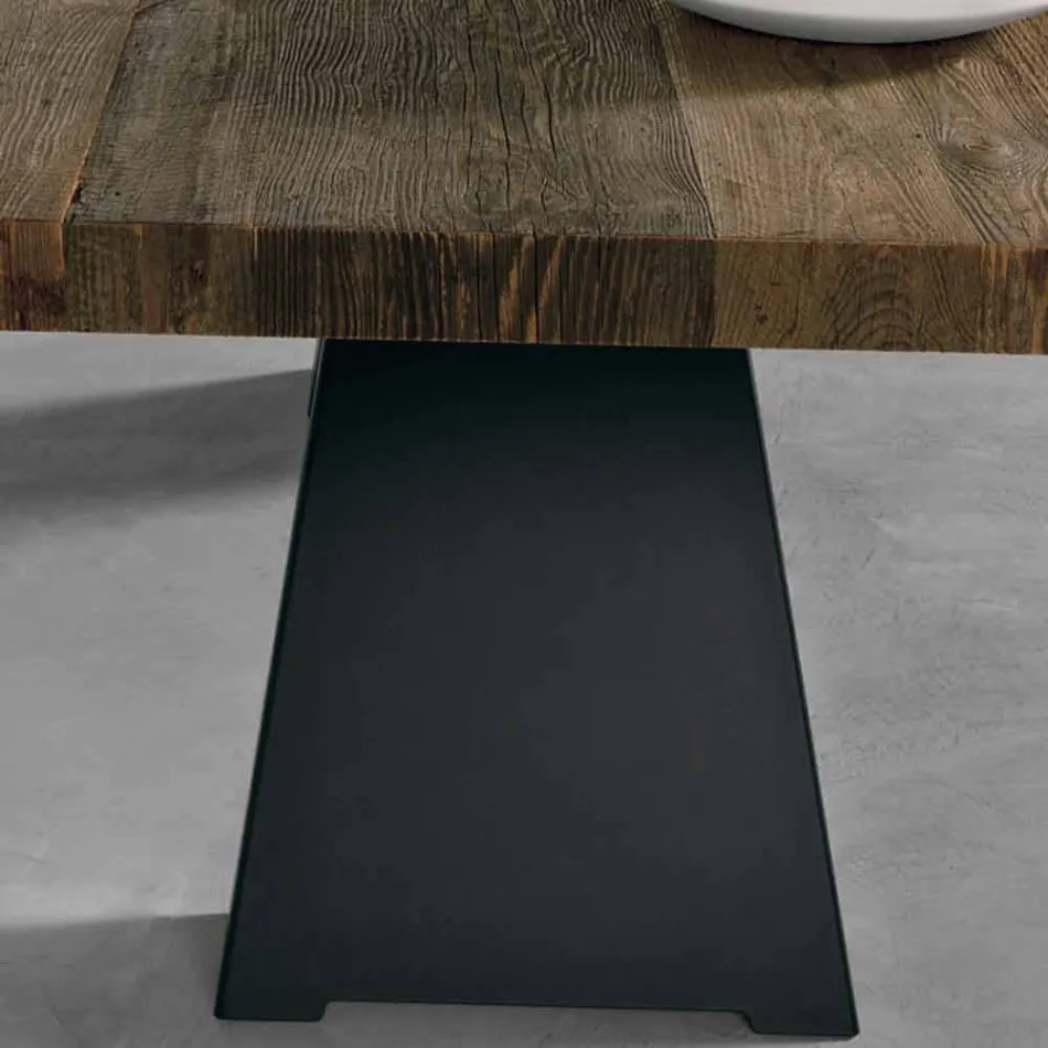 Mesa de diseño en madera maciza hecha en Italia Zerba Viadurini