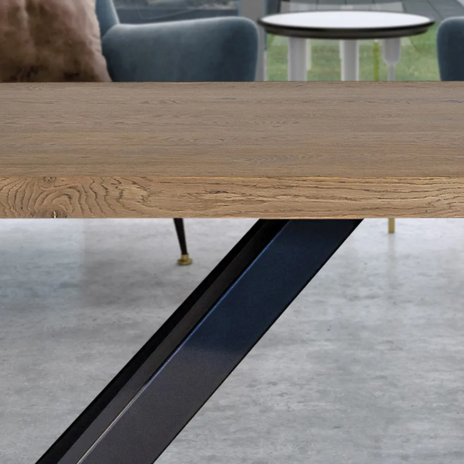 Mesa en Roble Masellato Chapado y Metal Made in Italy - Seoul Viadurini