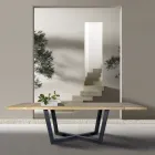 Mesa de roble anudado con base de metal gris hierro Made in Italy - Gonna Viadurini