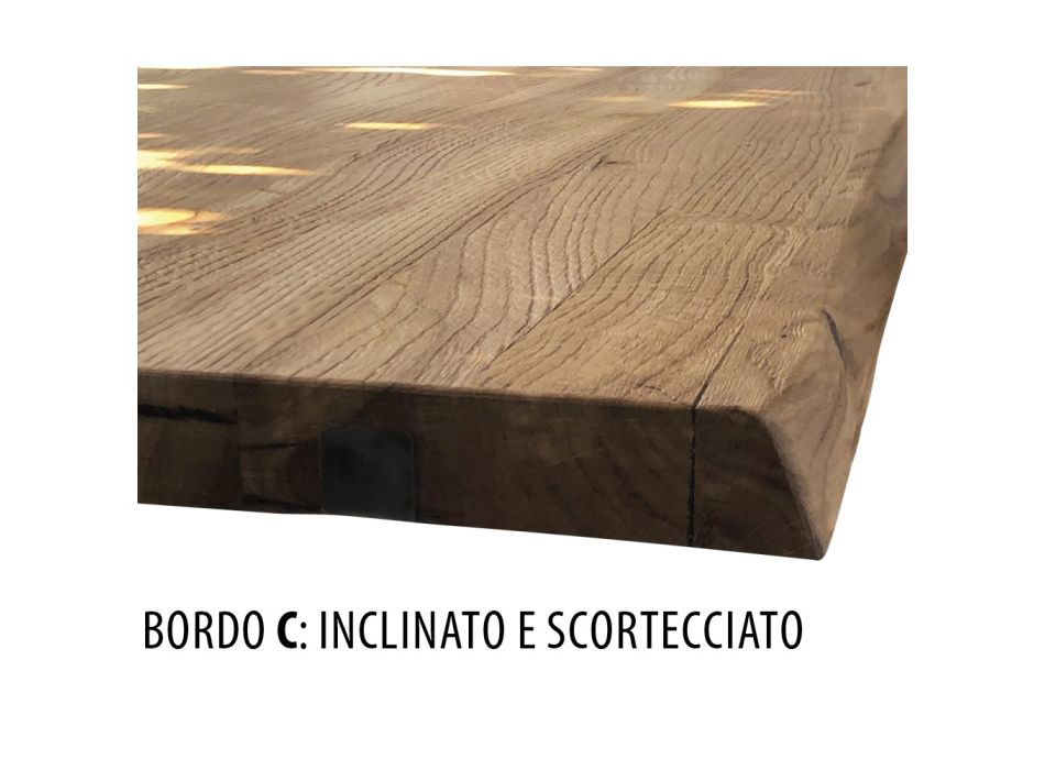 Mesa de roble anudado con base de metal Made in Italy - Sebastiano Viadurini