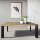 Mesa en roble anudado Masellato y patas de metal Made in Italy - Vicente Viadurini