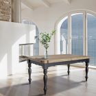 Mesa de interior extensible en abeto con esquinas perfiladas e incrustaciones Made in Italy - Faramir Viadurini