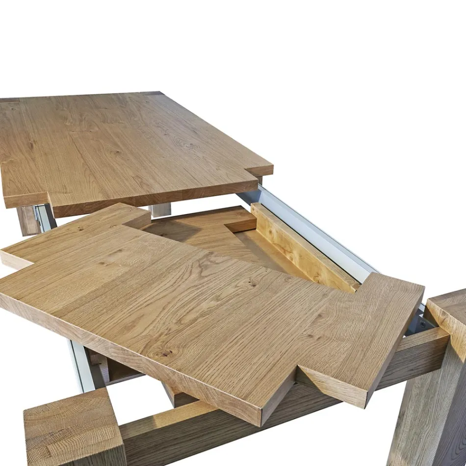 Mesa de estar extensible en roble anudado plateado Made in Italy - Durin Viadurini
