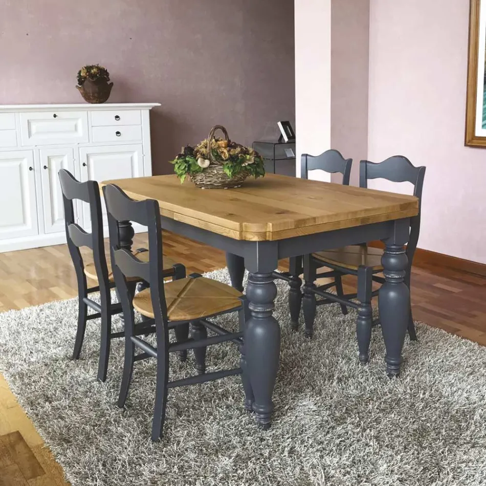 Mesa de estar extensible en roble con esquinas en forma Made in Italy - Rafael Viadurini