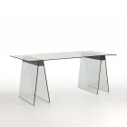 Mesa de salón de diseño moderno con tablero y base de cristal – Lausana Viadurini