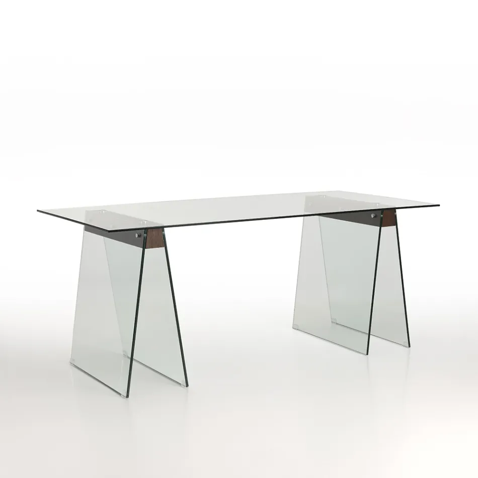 Mesa de salón de diseño moderno con tablero y base de cristal – Lausana Viadurini