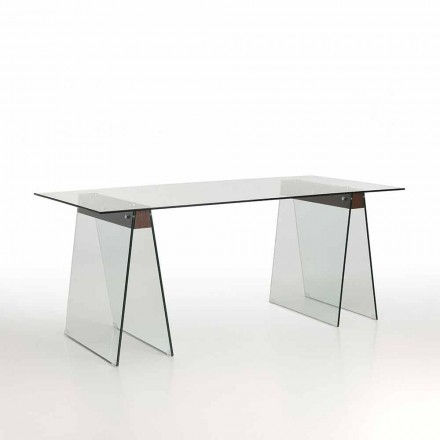 Mesa de estar de diseño moderno con tablero de vidrio y base de vidrio - Lausana Viadurini
