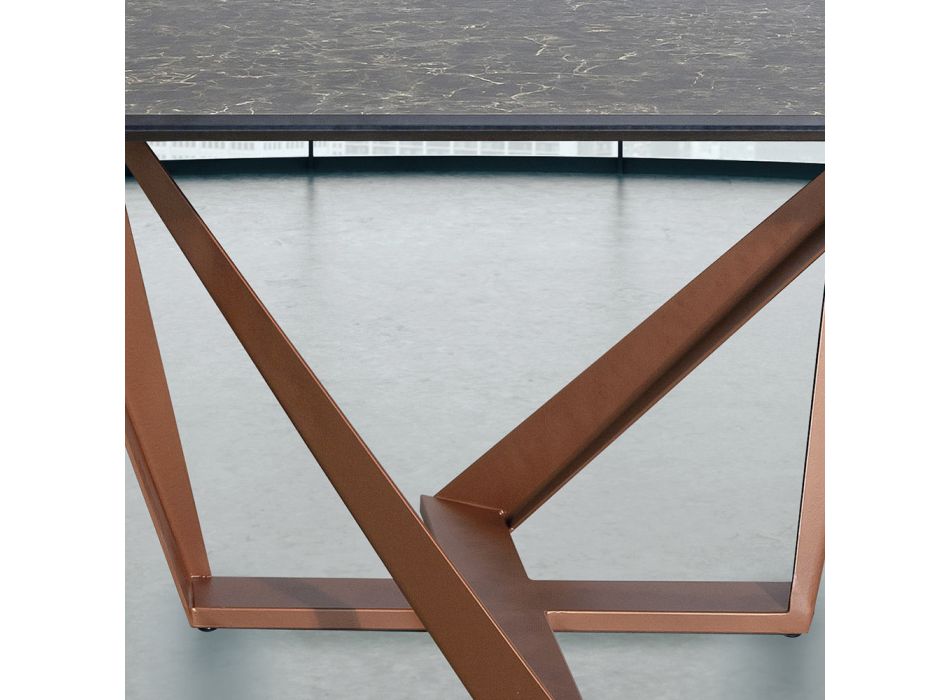 Mesa de estar en HPL con base de metal de cobre Nuvolato Made in Italy - Patty Viadurini