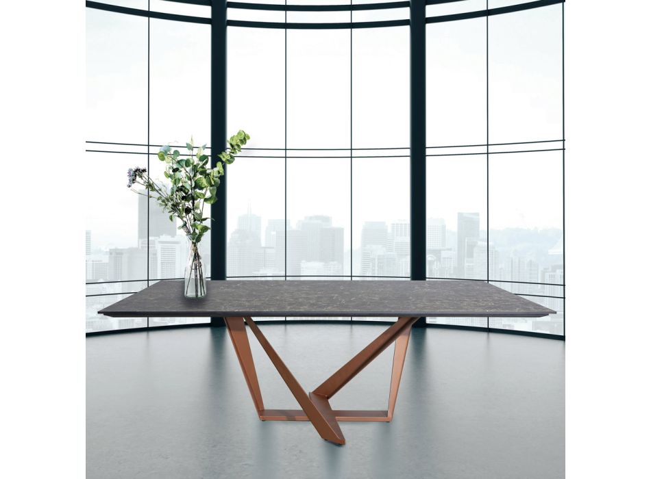 Mesa de estar en HPL con base de metal de cobre Nuvolato Made in Italy - Patty Viadurini