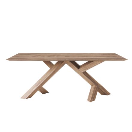 Mesa de estar en nogal anudado macizo real Made in Italy - Boromir Viadurini