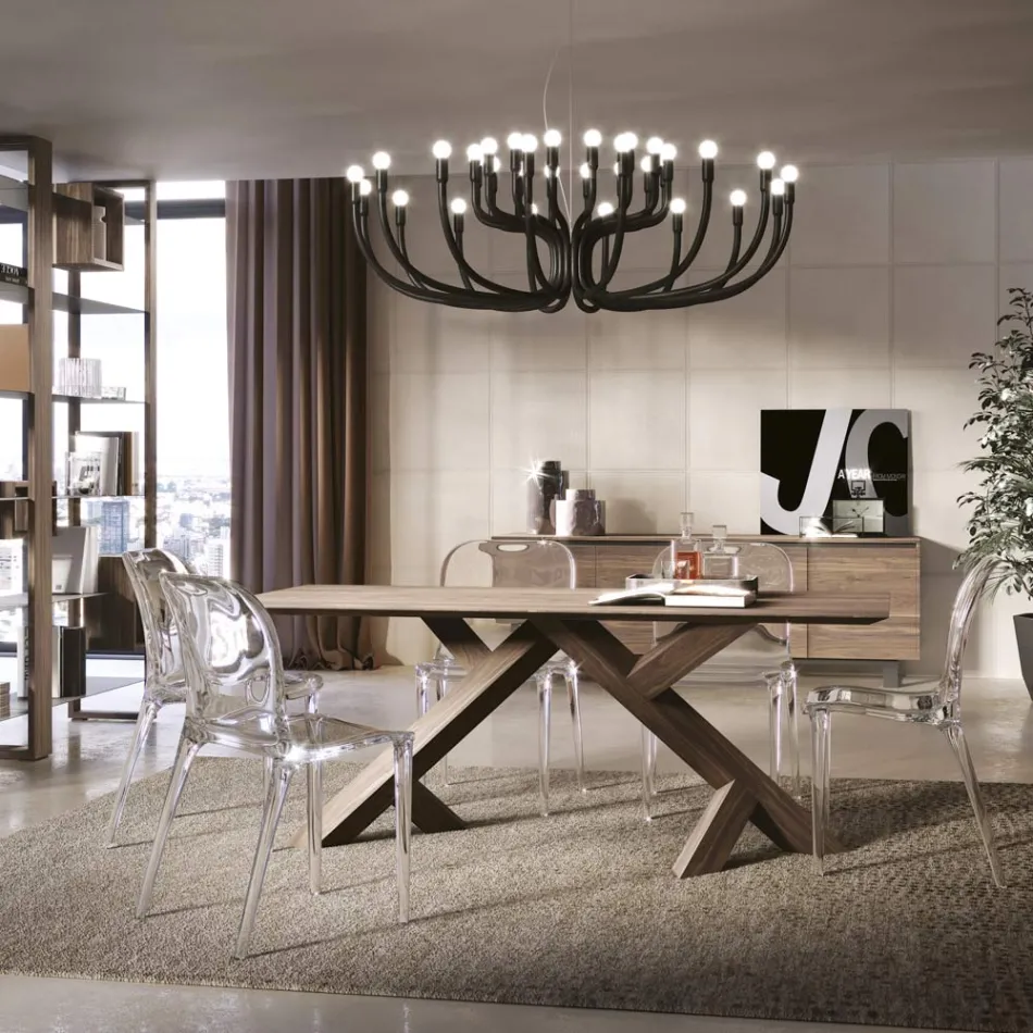 Mesa de estar en nogal anudado macizo real Made in Italy - Boromir Viadurini