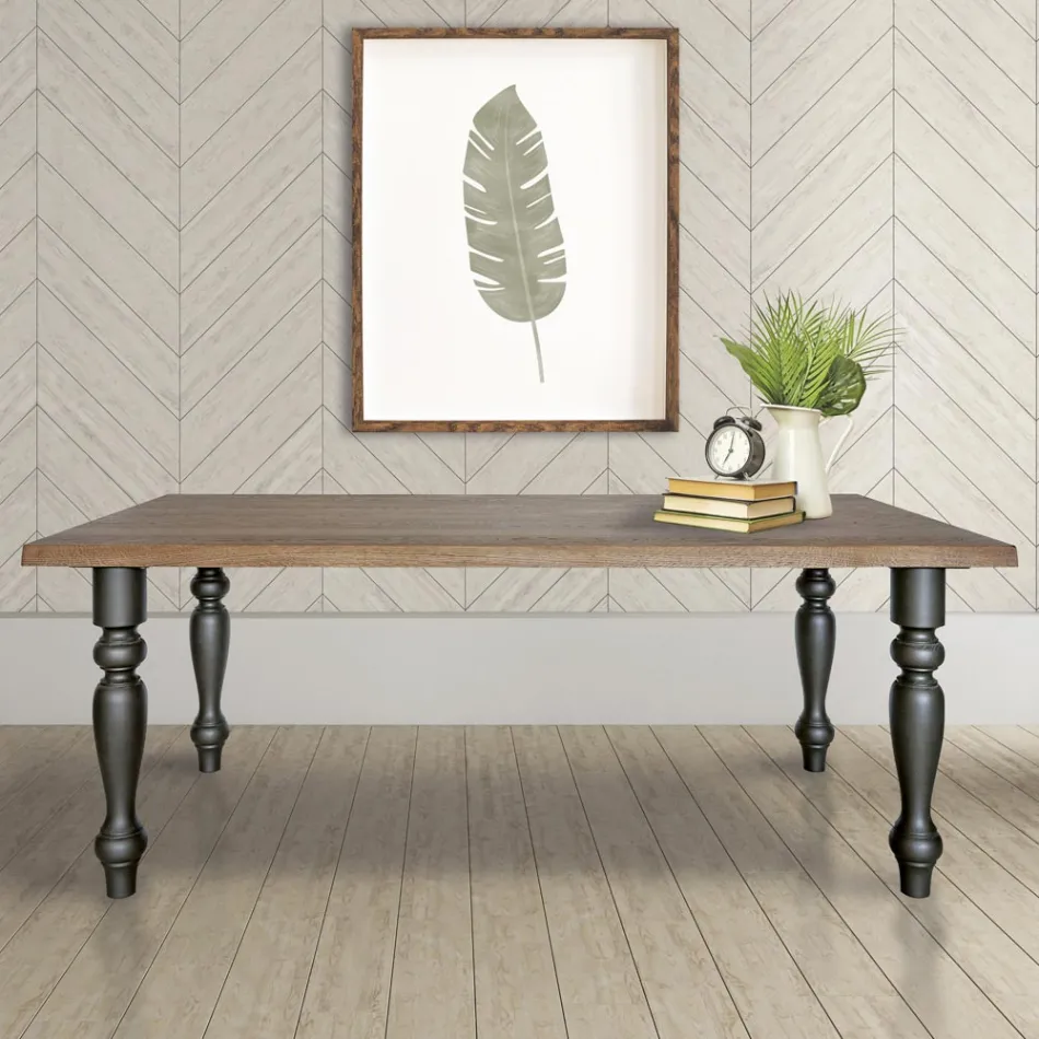 Mesa de estar chapada en roble macizo Made in Italy - Geolier Viadurini