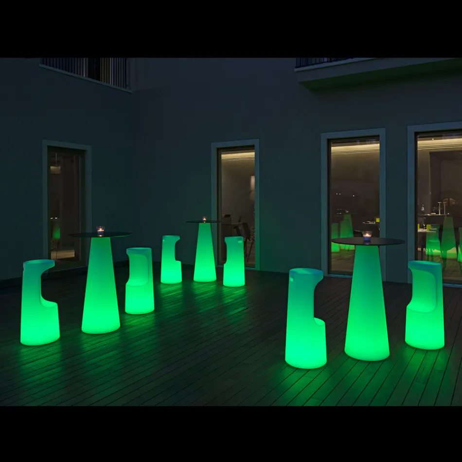 Mesa Alta de Exterior con LED en Hpl y Polietileno Made in Italy - Forlina Viadurini