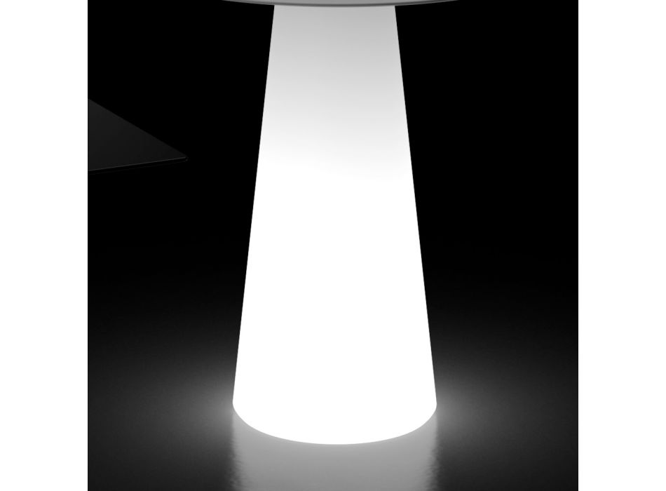 Mesa de luz para exterior con base de luz LED y tapa redonda Made in Italy - Forlina Viadurini