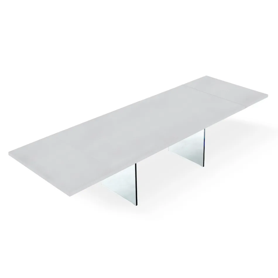 Mesa Extensible Moderna hasta 300 cm en Laminado y Vidrio Made in Italy - Tear Viadurini