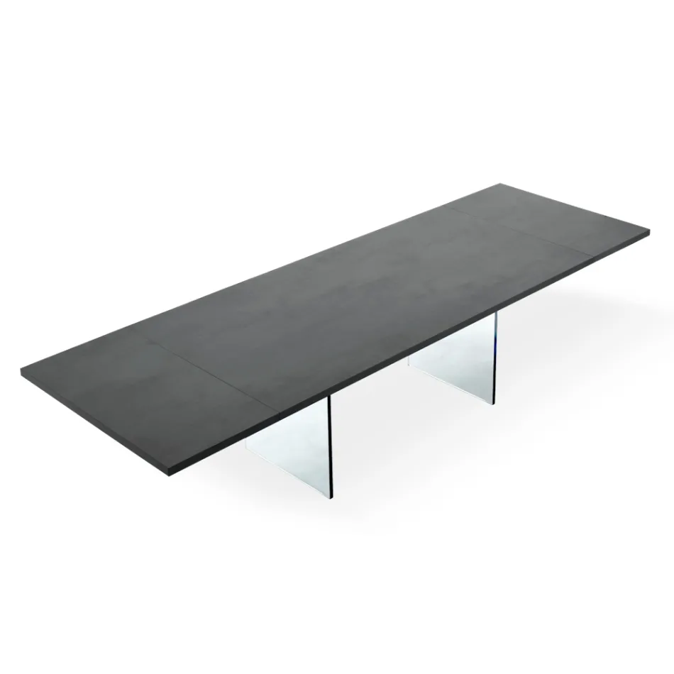 Mesa Extensible Moderna hasta 300 cm en Laminado y Vidrio Made in Italy - Tear Viadurini