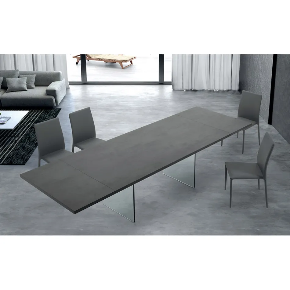 Mesa Extensible Moderna hasta 300 cm en Laminado y Vidrio Made in Italy - Tear Viadurini