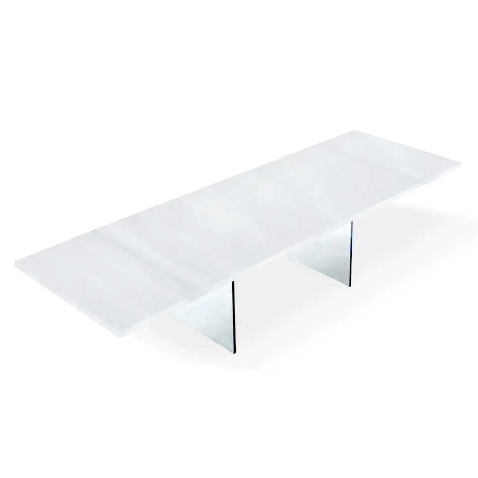 Mesa Extensible Moderna hasta 300 cm en Laminado y Vidrio Made in Italy - Tear Viadurini