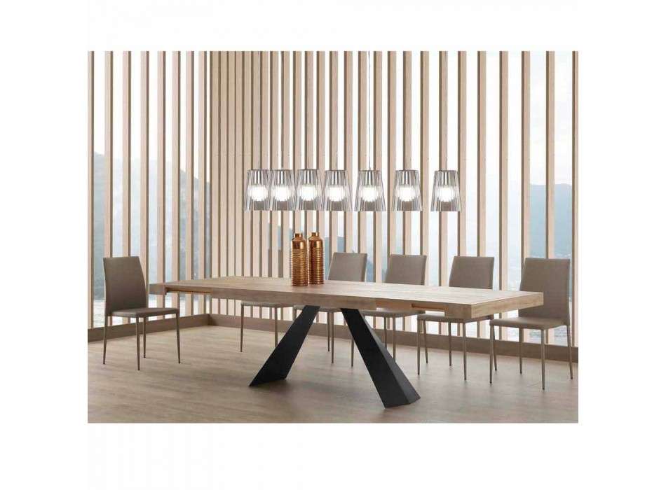 Mesa extensible moderna hasta 260/280 cm en madera y metal - Teramo Viadurini