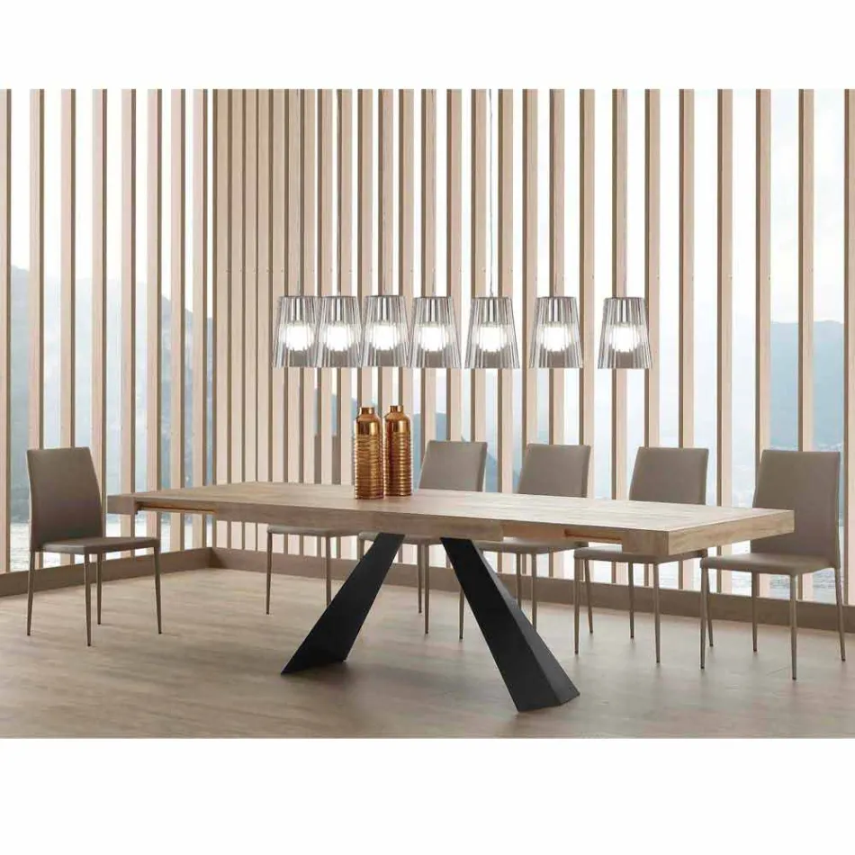 Mesa extensible moderna hasta 260/280 cm en madera y metal - Teramo Viadurini