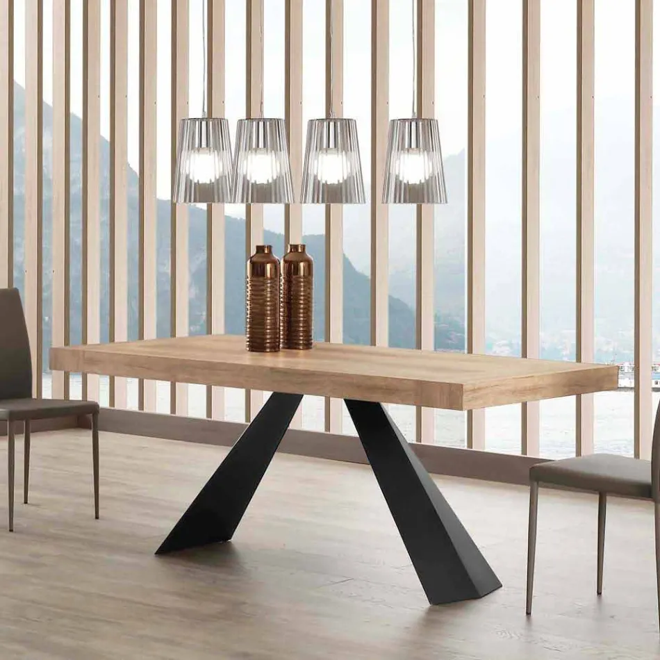 Mesa extensible moderna hasta 260/280 cm en madera y metal - Teramo Viadurini