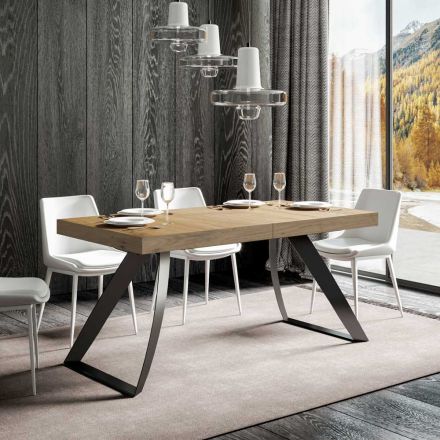 Mesa extensible moderna hasta 440 cm en hierro y madera Made in Italy - Valle Viadurini