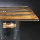 Moderno de cristal veneciano y mesa de madera Briccola Viadurini