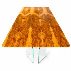 tabla de madera de olivo moderna, de cristal rectangular Portofino Viadurini